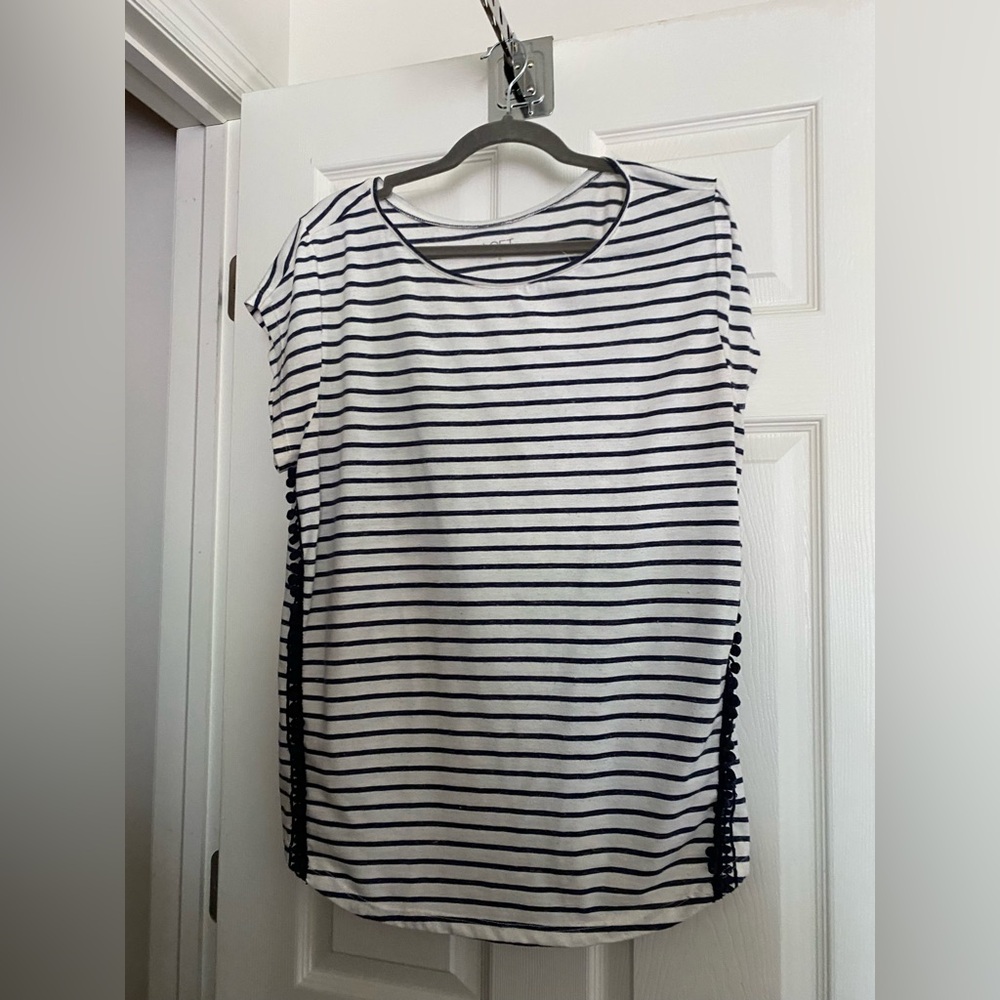 LOFT Navy Striped Tee XL